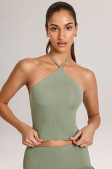 Modal Halterneck Top in Sage Green