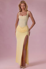 Mesh Draped Bridesmaid Dress in Butter