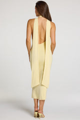 Modal Halterneck Midaxi Dress in Pastel Yellow