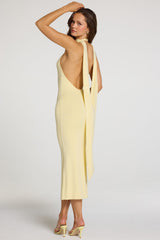 Modal Halterneck Midaxi Dress in Pastel Yellow