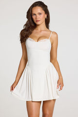 Modal Lace-Trim Mini Dress in White