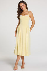 Modal Lace-Trim Midaxi Dress in Pastel Yellow