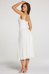 Modal Lace-Trim Midaxi Dress in White