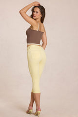 Mid-Rise Capri Jeans in Lemon Yellow