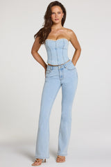 Mid-Rise Bootcut Jeans  in Light Denim