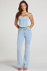 Mid-Rise Bootcut Jeans  in Light Denim