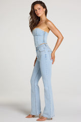 Mid-Rise Bootcut Jeans  in Light Denim