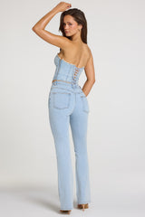 Mid-Rise Bootcut Jeans  in Light Denim