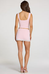 Modal Lace-Trim Low-Rise Skort in Baby Pink