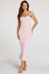 Modal Lace-Trim Midaxi Dress in Baby Pink