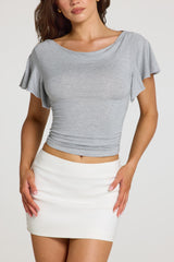 Modal Cowl-Neck Top in Grey Marl