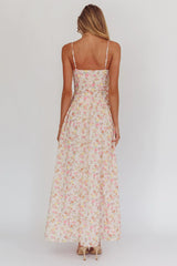 Daisy Day Basque Waist Maxi Dress Floral Pink