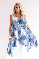 Rhythm And Sway Tie Dye Tunic Dress In Blue