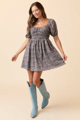 Evangeline Brown Floral Mini Dress FINAL SALE