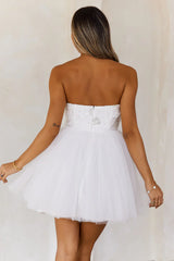 Princess Luxe Tulle Strapless Mini Dress White