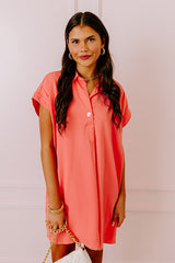 Effortless Radiance Shift Dress in Coral