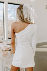 Shimmering Twilight Embellished Mini Dress in White