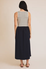 Forest Scooped Neck Sleeveless Knit & Woven Mix Dress