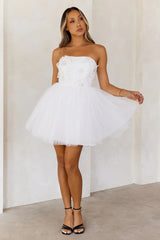 Princess Luxe Tulle Strapless Mini Dress White