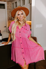 Kaleidoscope Ways Mineral Wash Mini Dress In Pink Curves