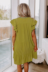 Hidden Bungalow Embroidered Dress In Lime