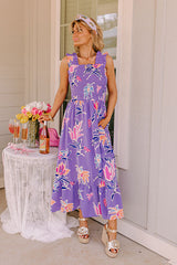 Happy Blooms Smocked Midi in Lavender
