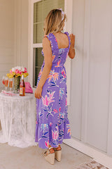 Happy Blooms Smocked Midi in Lavender
