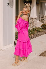 Toes In The Sand Smocked Midi In Hot Pink