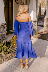 Toes In The Sand Smocked Midi In Royal Blue