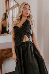 Social Hour Cut Out Midi Dress in Black