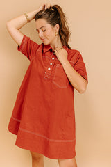 Cafe On Fifth Denim Mini Dress in Rust