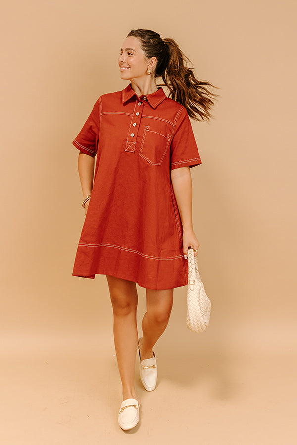 Cafe On Fifth Denim Mini Dress in Rust