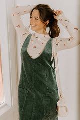 Uptown Manhattan Corduroy Mini Dress in Hunter Green