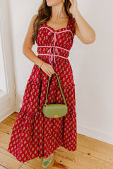 Apple Orchard Stroll Floral Midi Dress in Wine