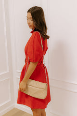 Happy Hour Chic Button Down Mini Dress in Dark Rust
