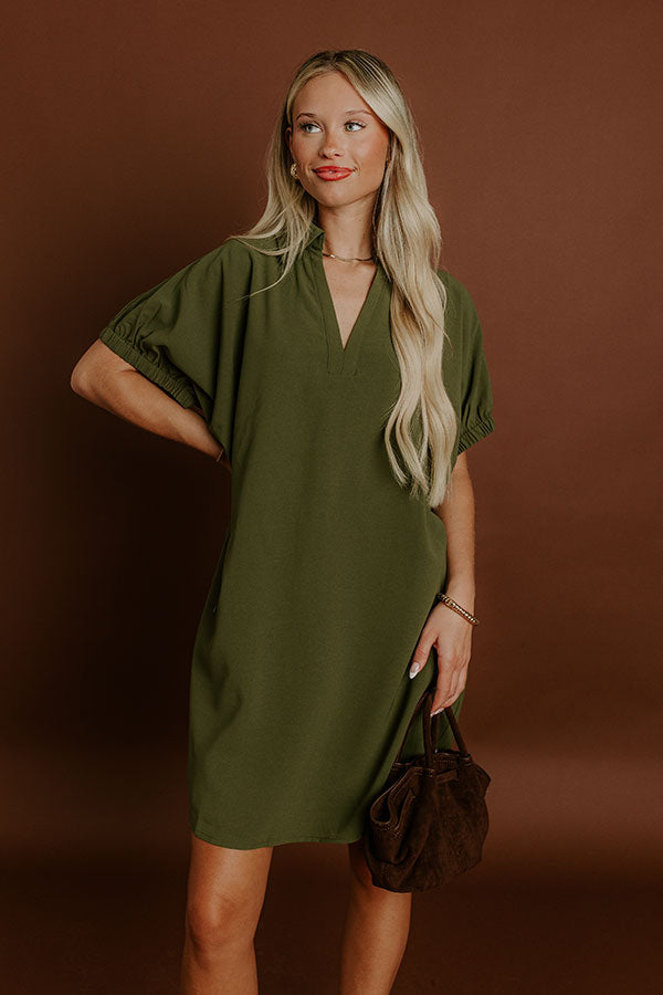 Broadway Muse Mini Dress in Olive