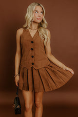 Western Charm Faux Suede Mini Dress in Chocolate