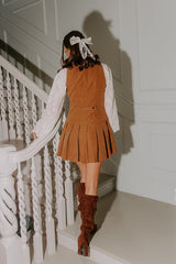 Western Charm Faux Suede Mini Dress in Chocolate