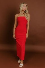 Rooftop Soiree Velvet Midi Dress in Red
