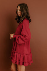 Kind Eyes Eyelet Mini Dress in Red