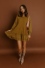 Kind Eyes Eyelet Mini Dress in Brown