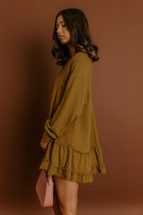 Kind Eyes Eyelet Mini Dress in Brown