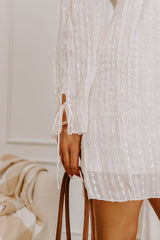 Darling Detail Embroidered Mini Dress in Cream