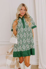 Brunch Plans Ready Eyelet Mini Dress in Hunter Green