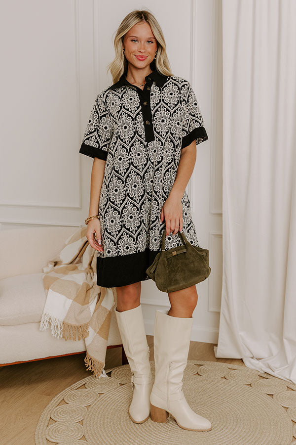 Brunch Plans Ready Eyelet Mini Dress in Black
