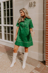 Cafe On Fifth Denim Mini Dress in Green
