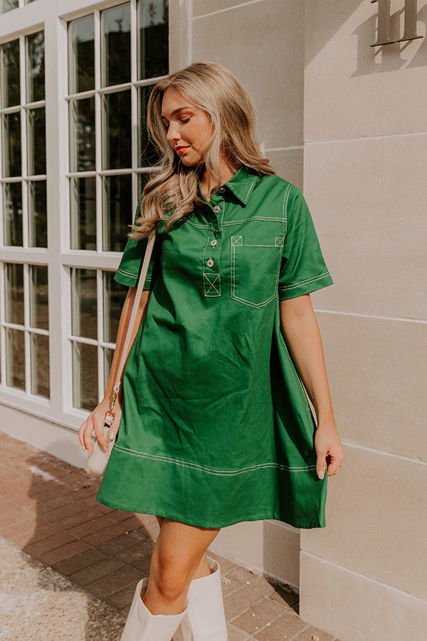 Cafe On Fifth Denim Mini Dress in Green