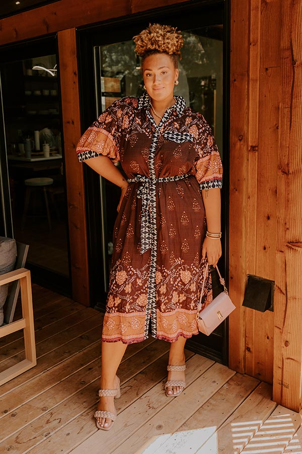 Wandering Heart Floral Button Down Midi Dress