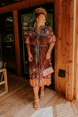 Wandering Heart Floral Button Down Midi Dress
