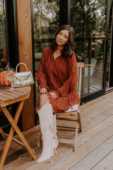 Boho Sunrise Chiffon Ruffle Mini Dress in Rust